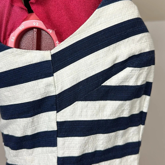 BB Dakota stretch cotton navy white stripe sleeveless fitted mini dress - Picture 8 of 12
